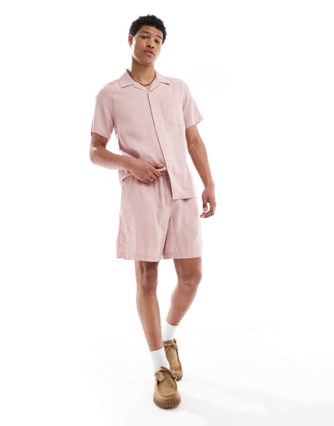 New Look linen blend pull on shorts in light pink - part of a set - view 1