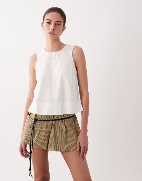 New Look linen blend shell top in white - view 1