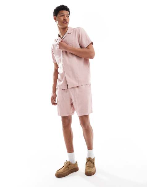 New Look linen blend shirt & shorts set in lilac - view 1