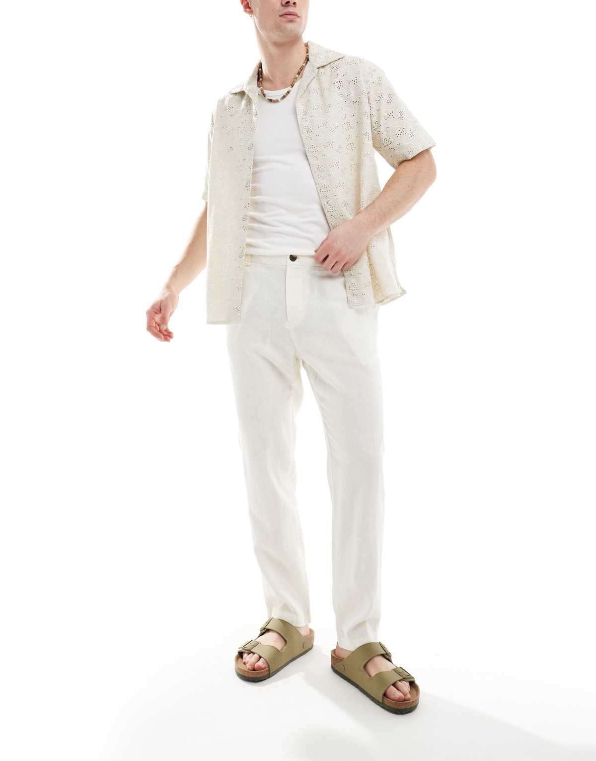 New Look linen-blend trouser in sand