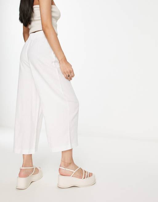 White linen cropped clearance trousers