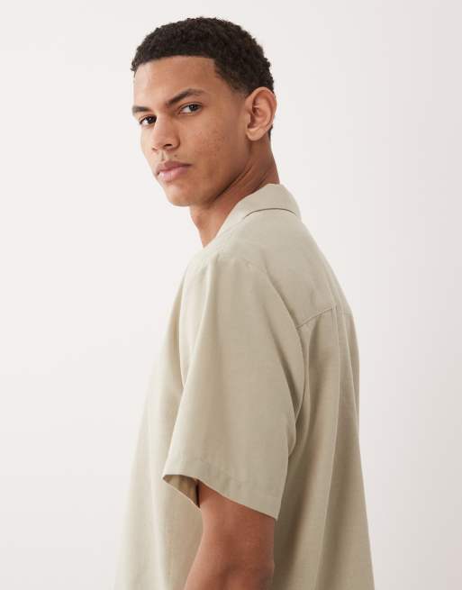New Look linen look boxy shirt in sage green, 4 of 5