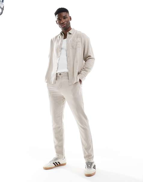 New Look linen look pants in stone (part of a set) - view 1