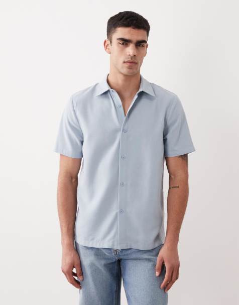 New Look linen look revere shirt in light blue  - view 1