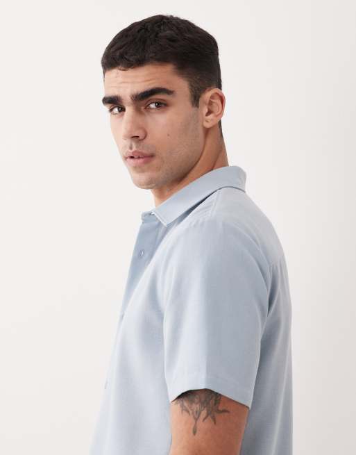 New Look linen look revere shirt in light blue , 4 of 5