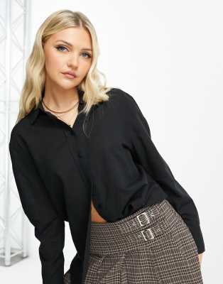 New Look New Look linen look shirt in black