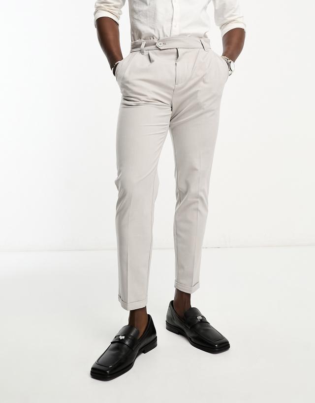 New Look - linen look smart trousers in stone