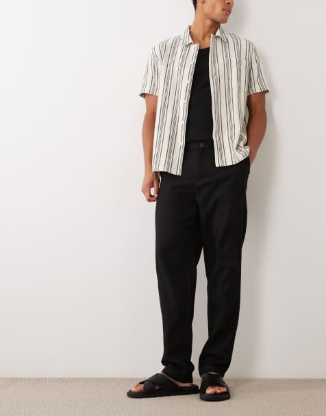 New Look linen look tapered trousers in black - view 1
