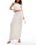 [New Look] New Look linen maxi skirt in stone-Neutral 16 STONE