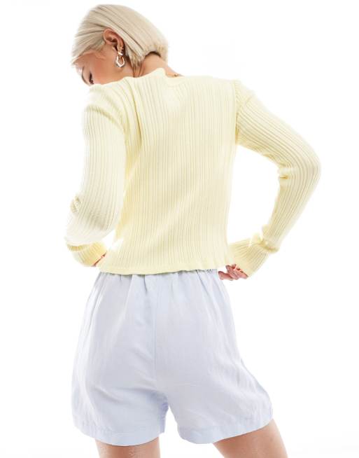 New look linen pull on short in blue, 3 of 5
