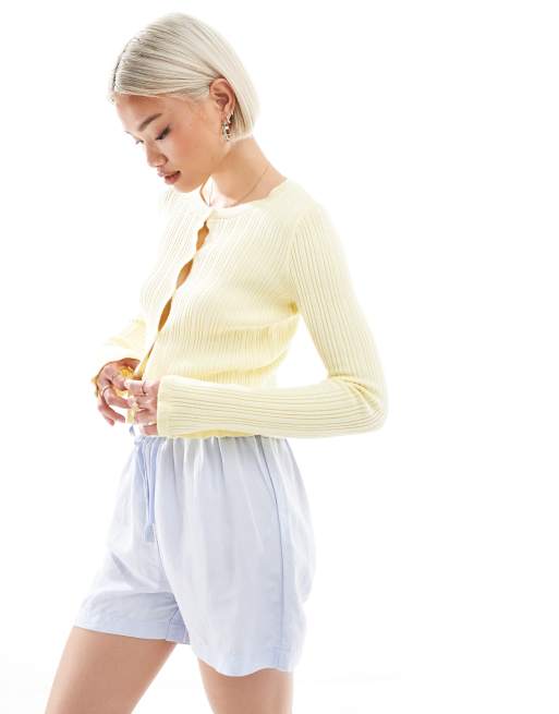 New look linen pull on short in blue, 4 of 5