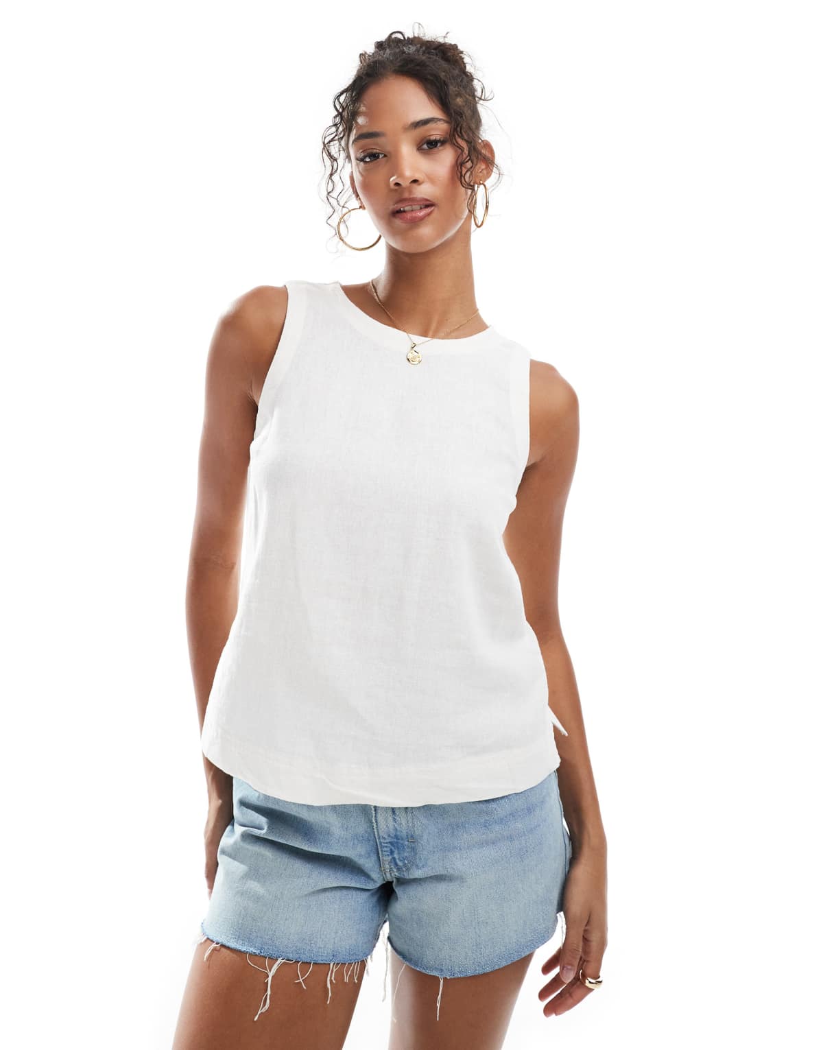 New Look linen shell top in white