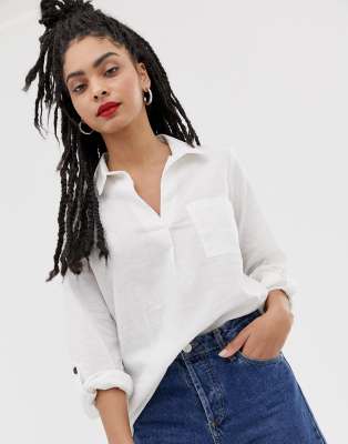 New Look linen shirt in white | ASOS