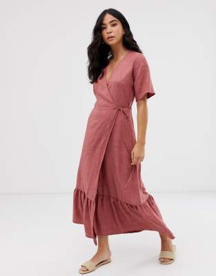 Dusty rose store wrap dress