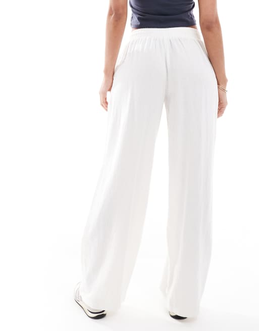 New Look linen wide leg pants in white, 2 of 5