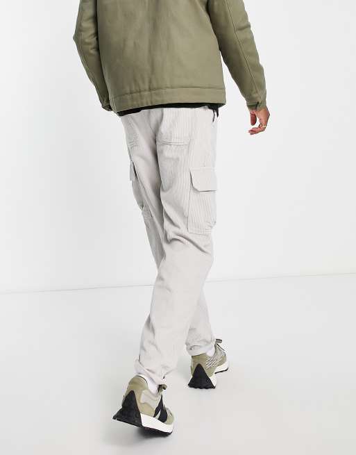 New Look – Ljusbeige cargobyxor i manchester och dra på-modell, 2 av 4