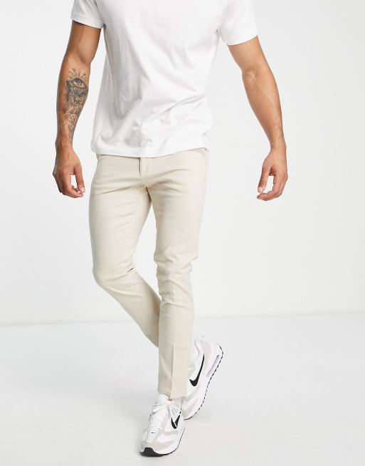New Look — Ljusbeige skinny chinos