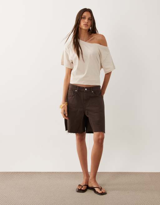 New Look – Ljusbeige t-shirt med bara axlar, 3 av 4