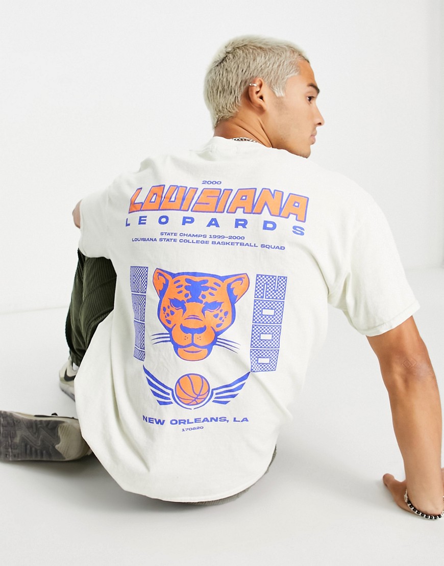 new look - ljusbeige t-shirt med luisiana tryck-naturlig