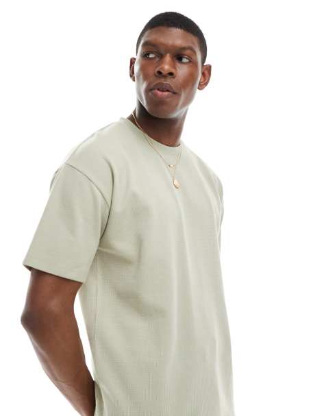 New Look – Ljusbeige, våfflad t-shirt i oversize, del av set - view 1