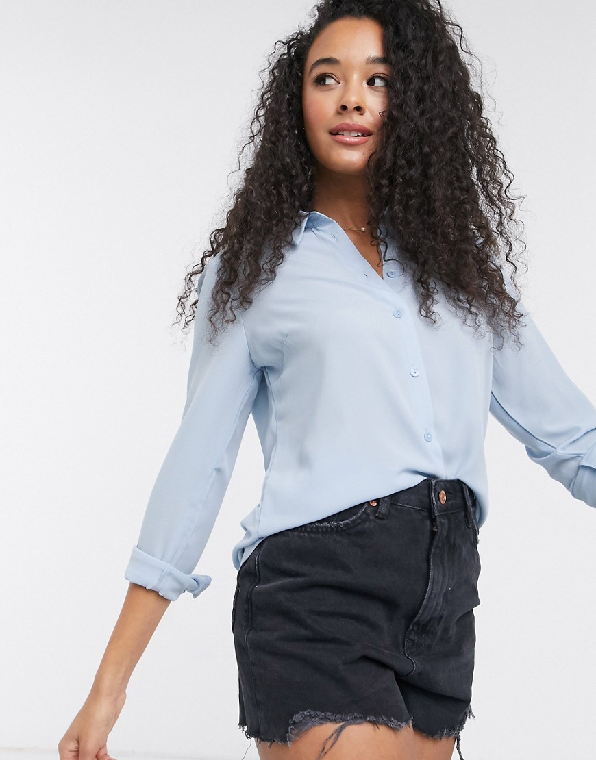 New Look – Ljusblå skjorta med button down-krage
