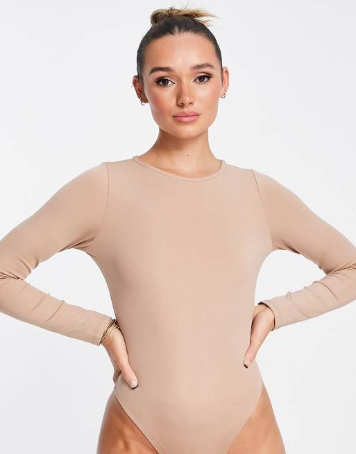 New Look – Ljusbrun åtsmitande body med långa ärmar, 4 av 4