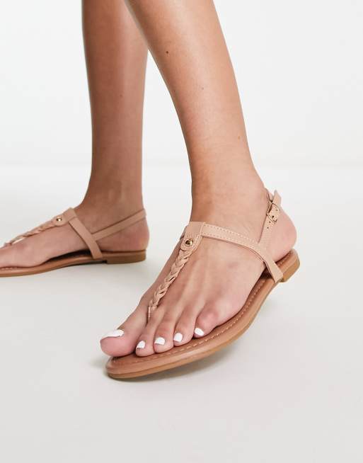New Look – Ljusbruna, platta sandaler med flätad rem, 3 av 4