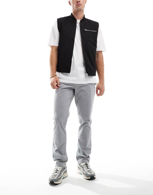 New Look – Ljusgrå chinos med smal passform