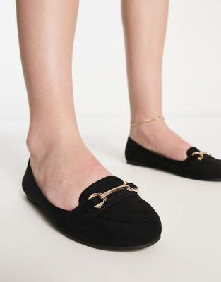 New Look - Loafer aus Wildlederimitat in Schwarz mit Trensenverzierung-Black