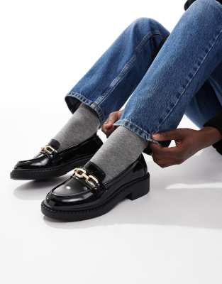 New Look - Loafer in Schwarz mit dicker Sohle und Trensen-Detail