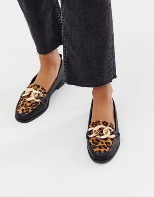 New Look - Loafers in zwart en met luipaardprint