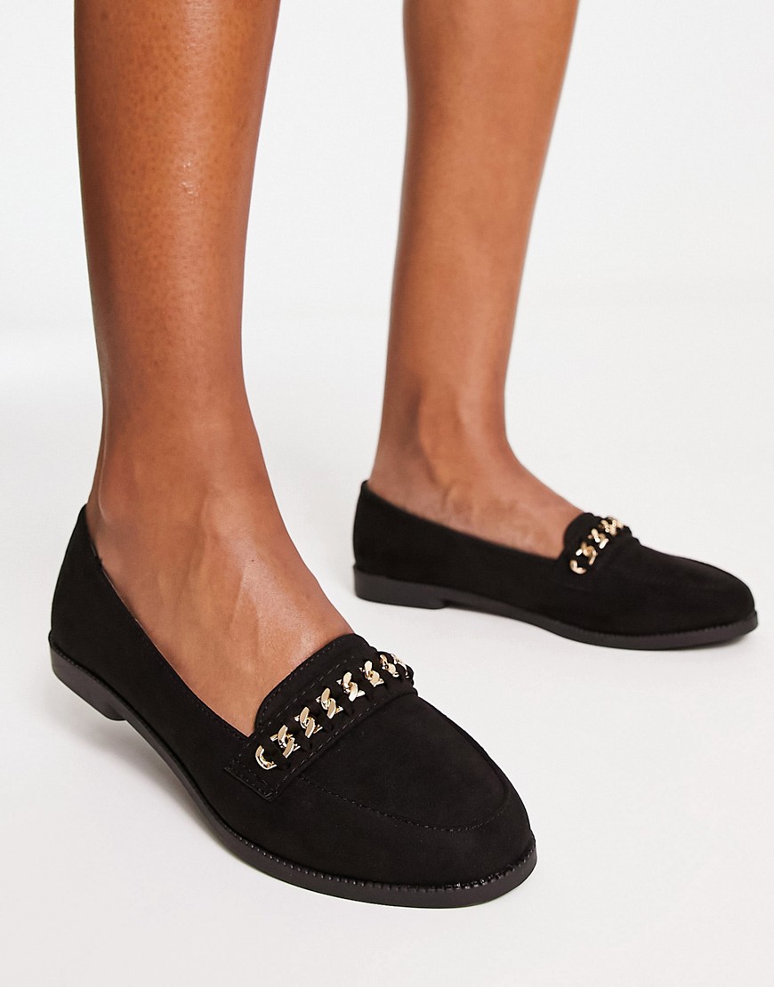 New Look loafers with chain detail in black