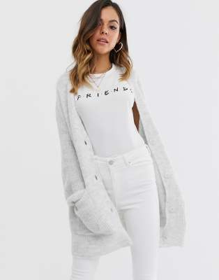 new look long grey cardigan