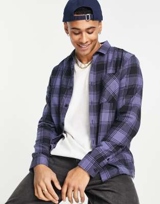 New Look Long Sleeve Buffalo Checked Shirt In Blue