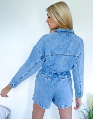 fitted denim playsuit