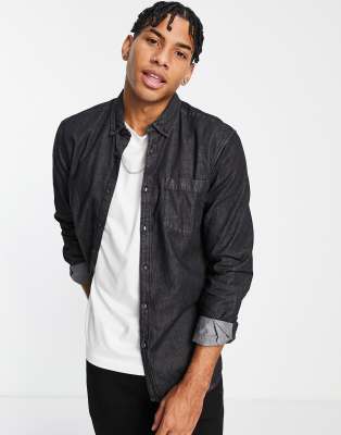 black denim shirt mens