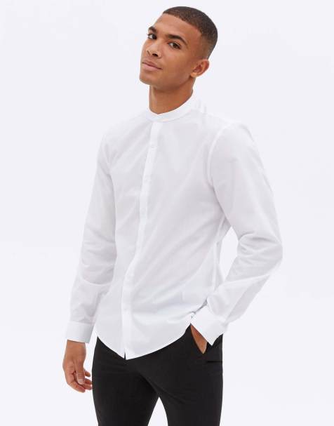 Grandad Collar Shirts White Grandad Collar Shirt ASOS