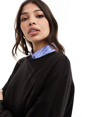 New Look long sleeve knitted top in black - ASOS Price Checker