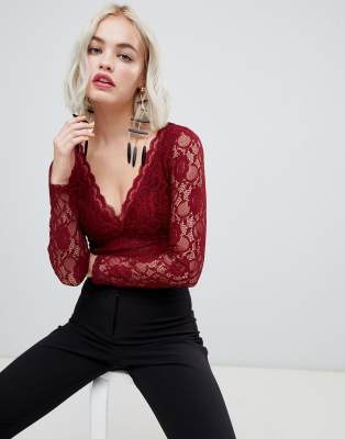 burgundy lace bodysuit