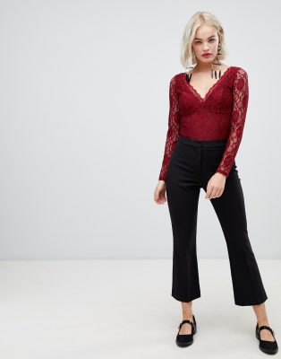 red lace bodysuit new look