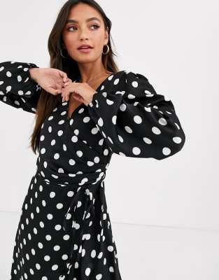 asos black polka dot dress