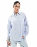 [New Look] New Look long sleeve linen shirt in blue 16 Mid Blue