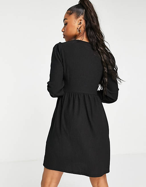 Dresses New Look long sleeve mini jersey smock dress in black 