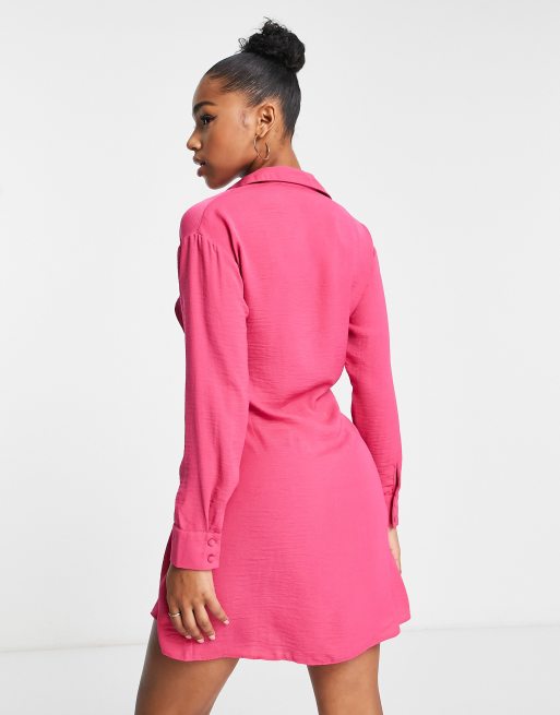 New Look knit crew neck sweater with side slit detail in pink