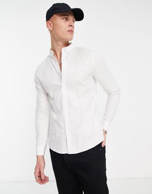 New Look long sleeve oxford shirt in white