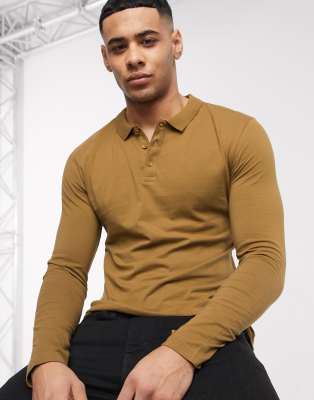 muscle fit polo shirt long sleeve