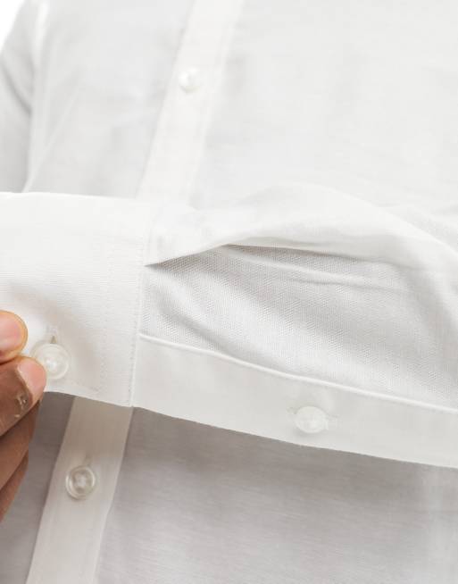 New Look long sleeve muscle fit shirt in white, 2 of 4