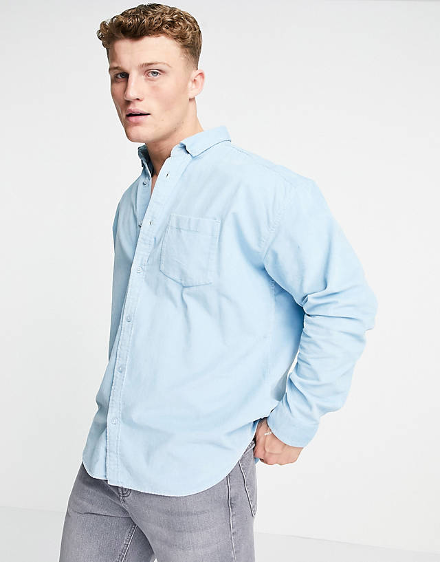 New Look - long sleeve oversized cord shirt in blue
