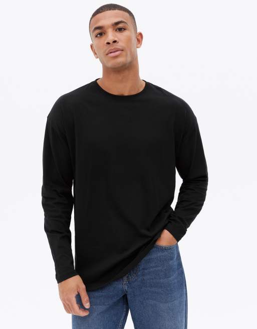 New Look long sleeve oversized t-shirt in black | ASOS