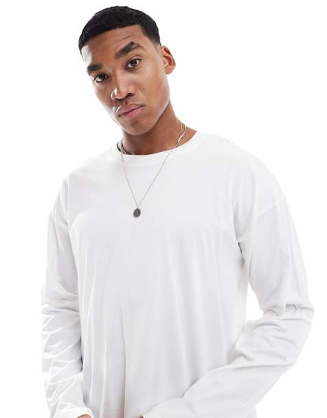 New Look long sleeve oversized t-shirt in white - view 1